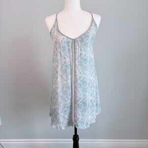 O'Neill Mini Dress V-Neck Racer Back Beach Cover Up Semi Sheer Blue Women's M